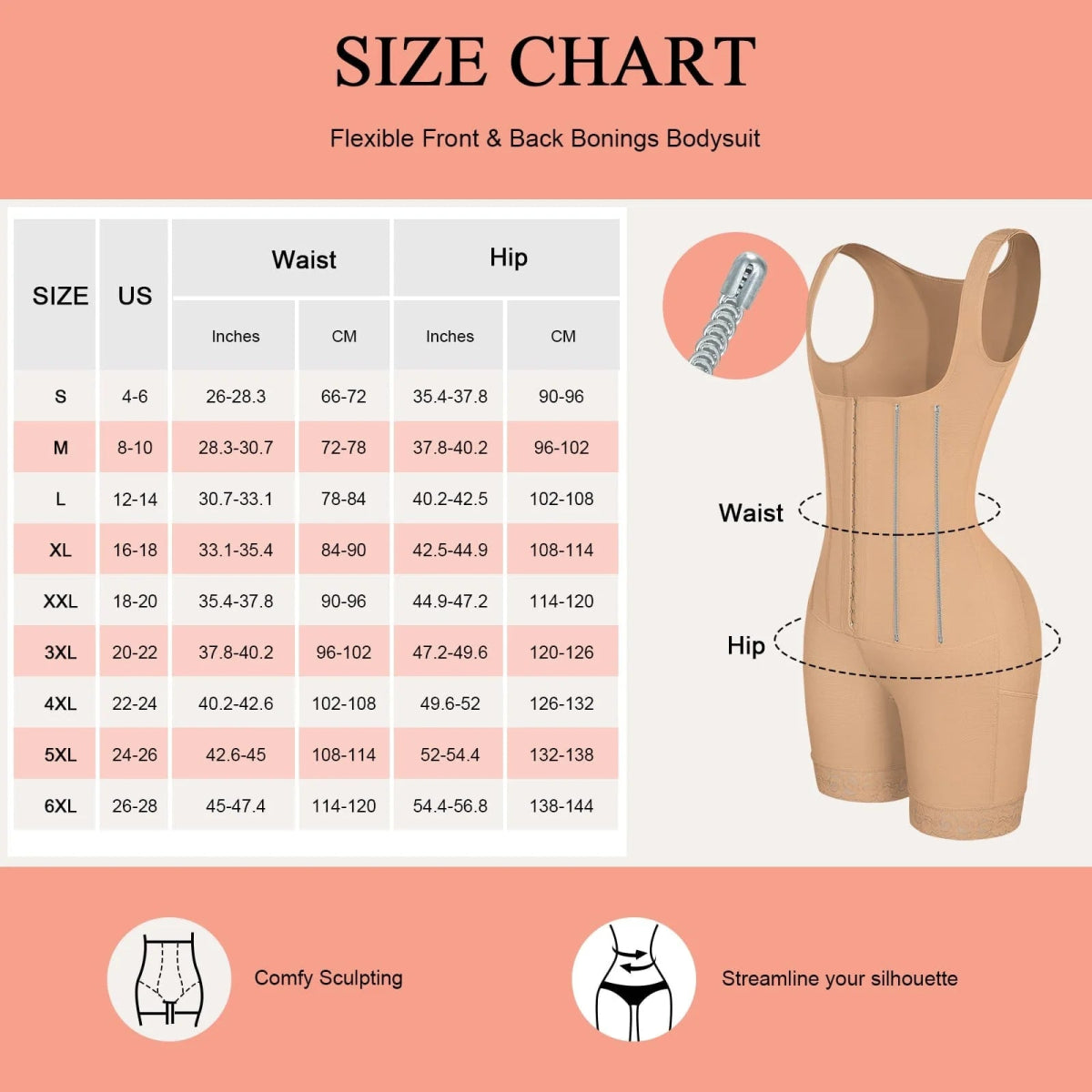 6 Steel Bone Compression Shapewear – Tummy Trimmer & Waist Control - LOVIISA
