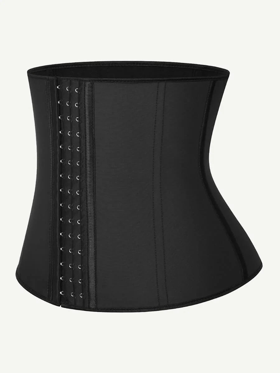 9 Steel Boned Latex Waist Cincher – Hook Closures & Smooth Silhouette - LOVIISA