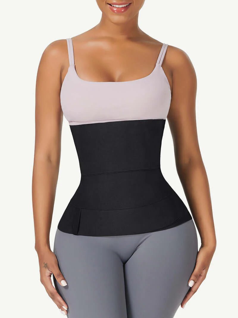 Black Latex Tummy Wrap – Adjustable High - Power Compression Band - LOVIISA