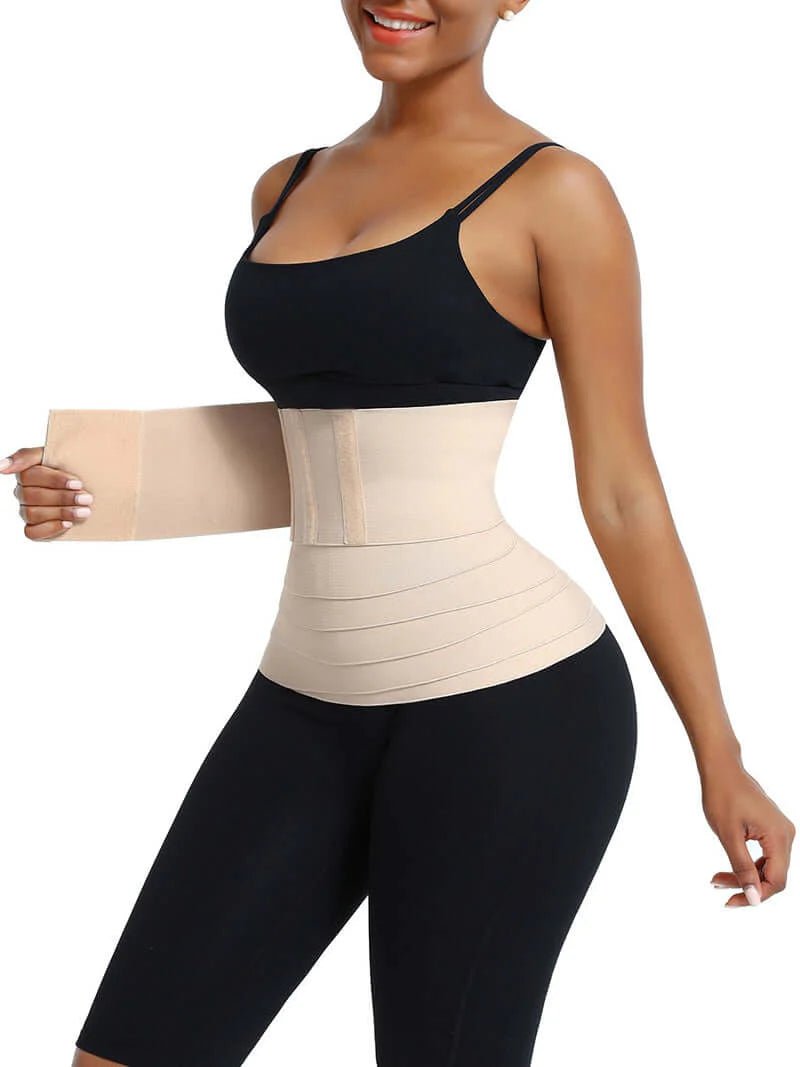 Black Latex Tummy Wrap – Adjustable High - Power Compression Band - LOVIISA