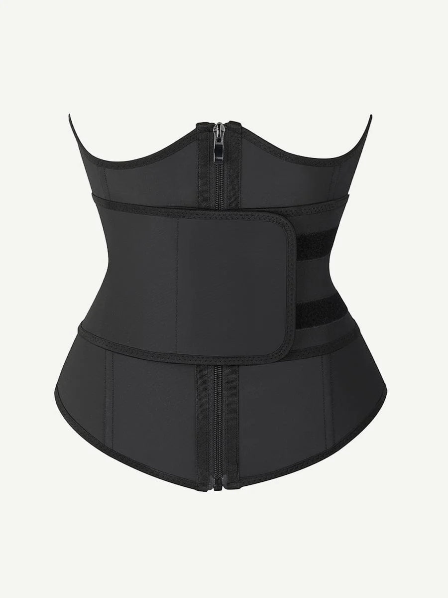 Black Latex Waist Trainer with Belt – Firm Control & Bust Support - LOVIISA
