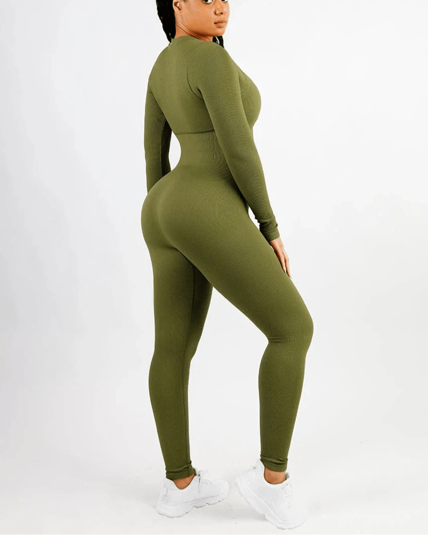 Deep V - Neck Seamless Jumpsuit – High Stretch & Tummy Control - LOVIISA