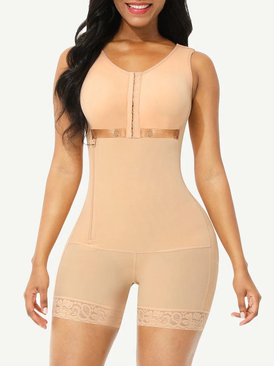 Full Body Shaper with Glue & Zipper – Open Crotch Lace Firm Control - LOVIISA