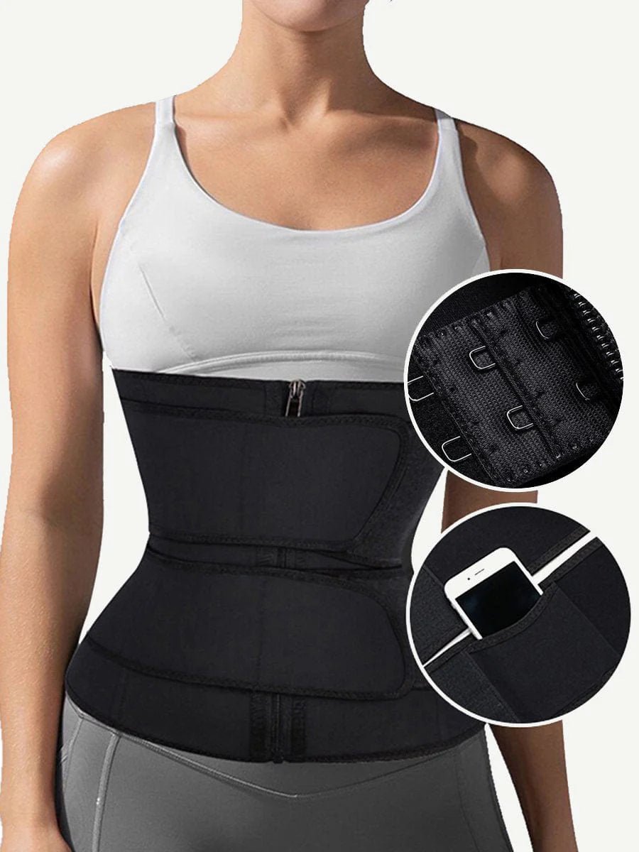 Latex Double Belt Waist Trainer – 7 Steel Bones & Built - in Clips - LOVIISA