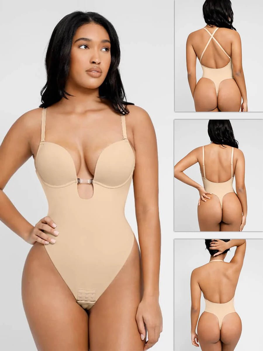 Low - Cut Wedding Thong Bodysuit – One - Piece with Beauty Back - LOVIISA
