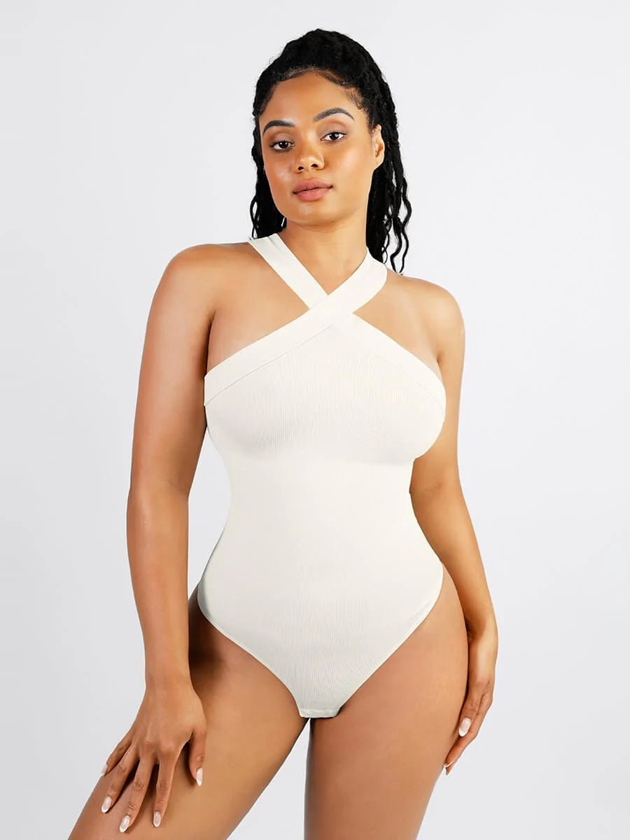 Seamless Crossover Halter Bodysuit – Thong Cut & Sculpting Fit - LOVIISA