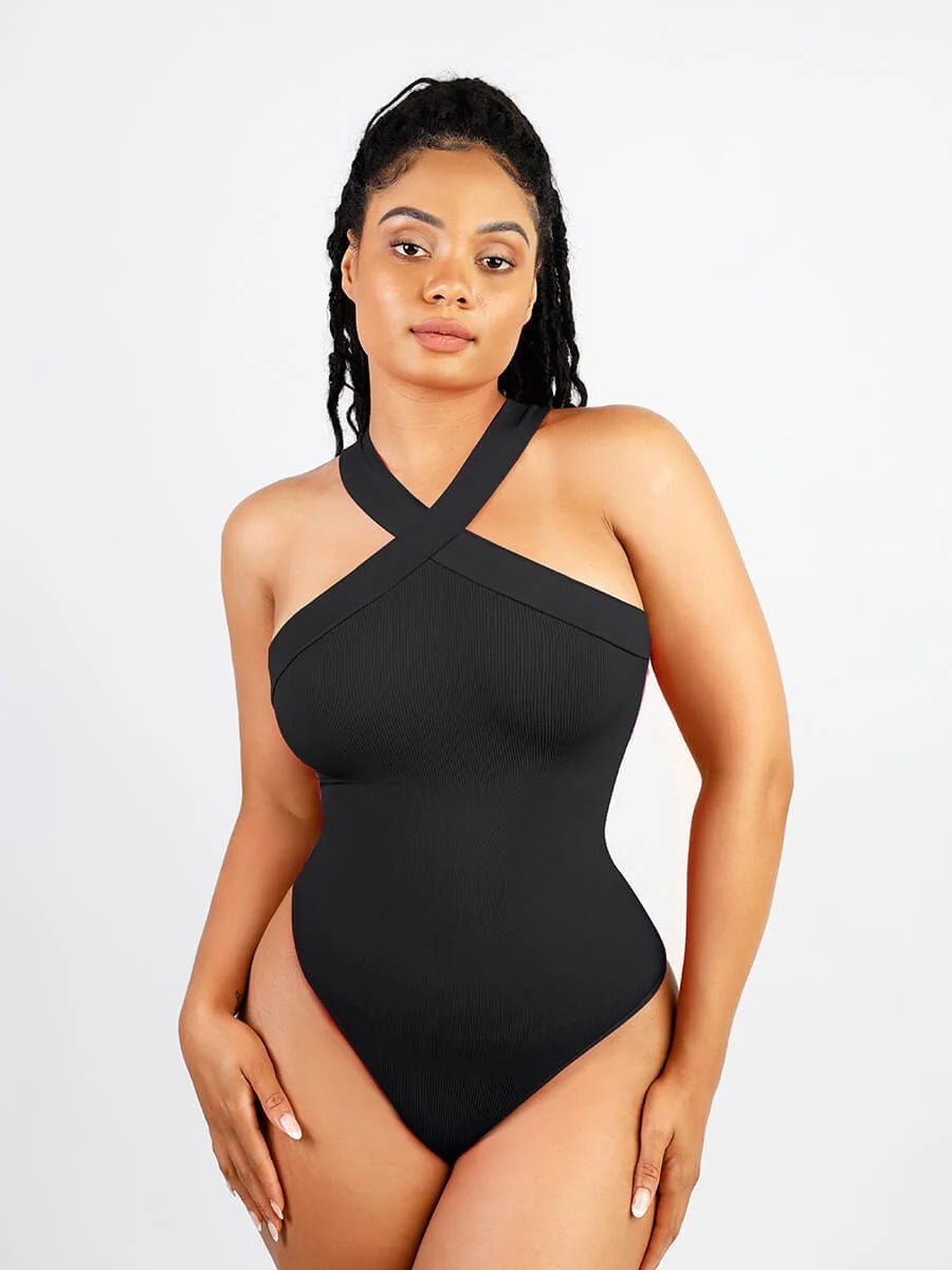 Seamless Crossover Halter Bodysuit – Thong Cut & Sculpting Fit - LOVIISA
