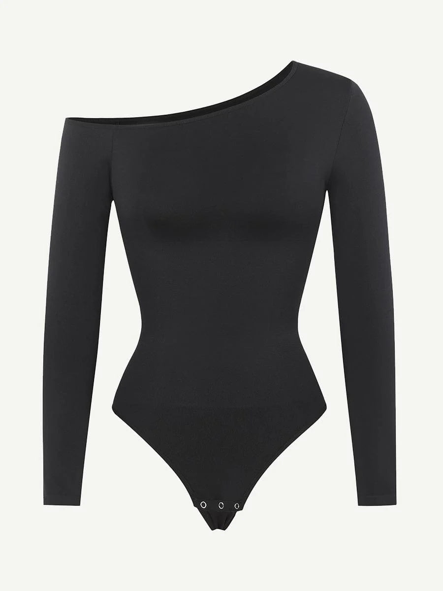 Seamless Diagonal Neck Bodysuit – Long Sleeve & Waist Trimming - LOVIISA