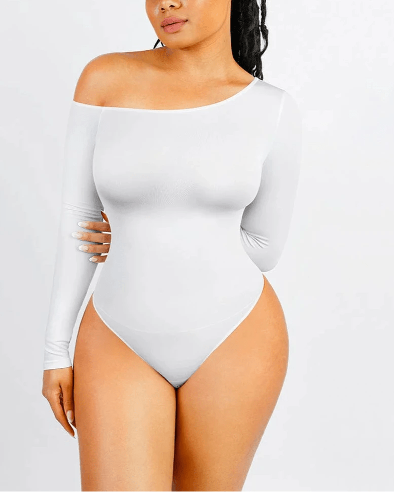 Seamless Diagonal Neck Bodysuit – Long Sleeve & Waist Trimming - LOVIISA