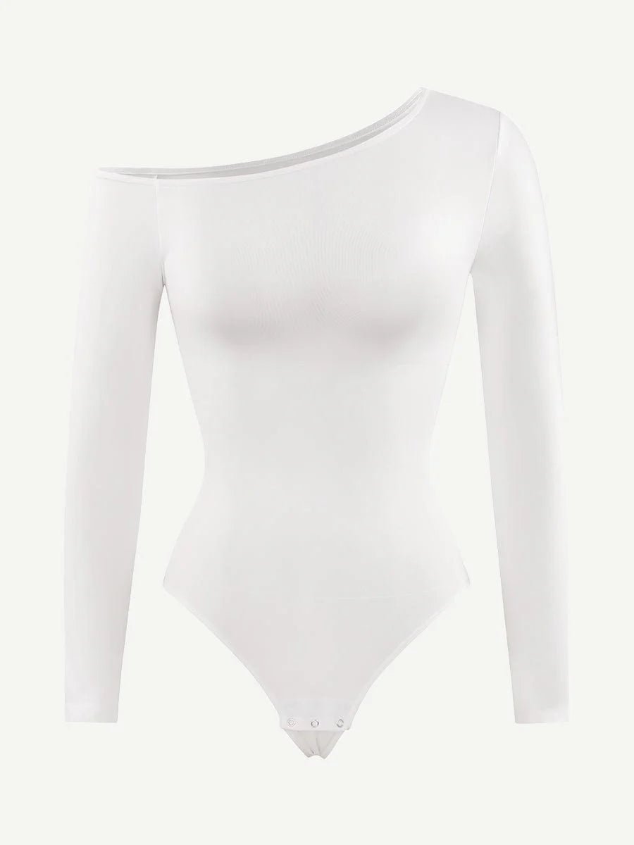 Seamless Diagonal Neck Bodysuit – Long Sleeve & Waist Trimming - LOVIISA
