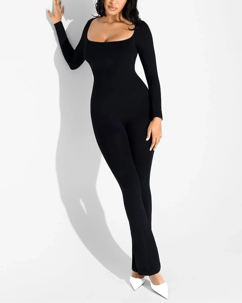 Seamless Flared Jumpsuit – Inverted T - Shoulder One - Piece Design - LOVIISA