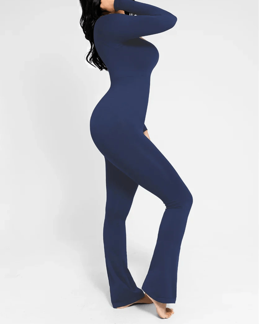 Seamless Flared Jumpsuit – Inverted T - Shoulder One - Piece Design - LOVIISA