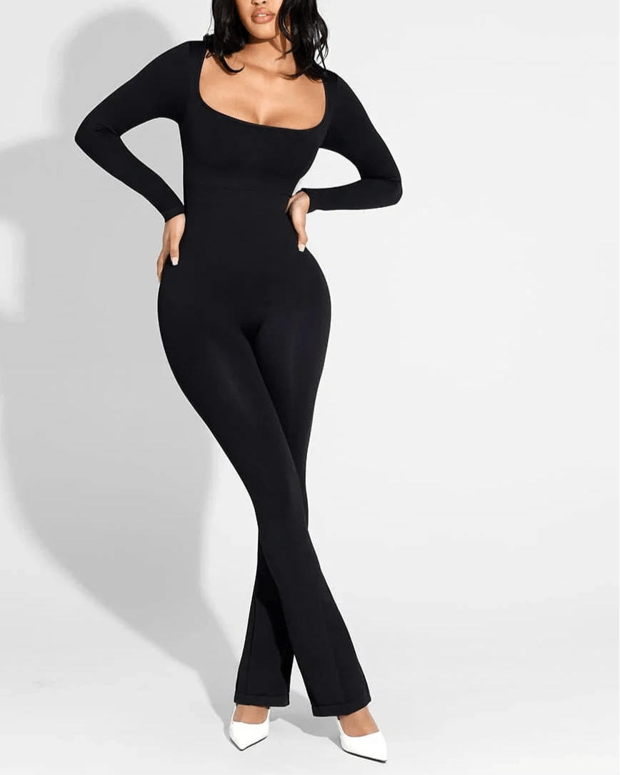 Seamless Flared Jumpsuit – Inverted T - Shoulder One - Piece Design - LOVIISA