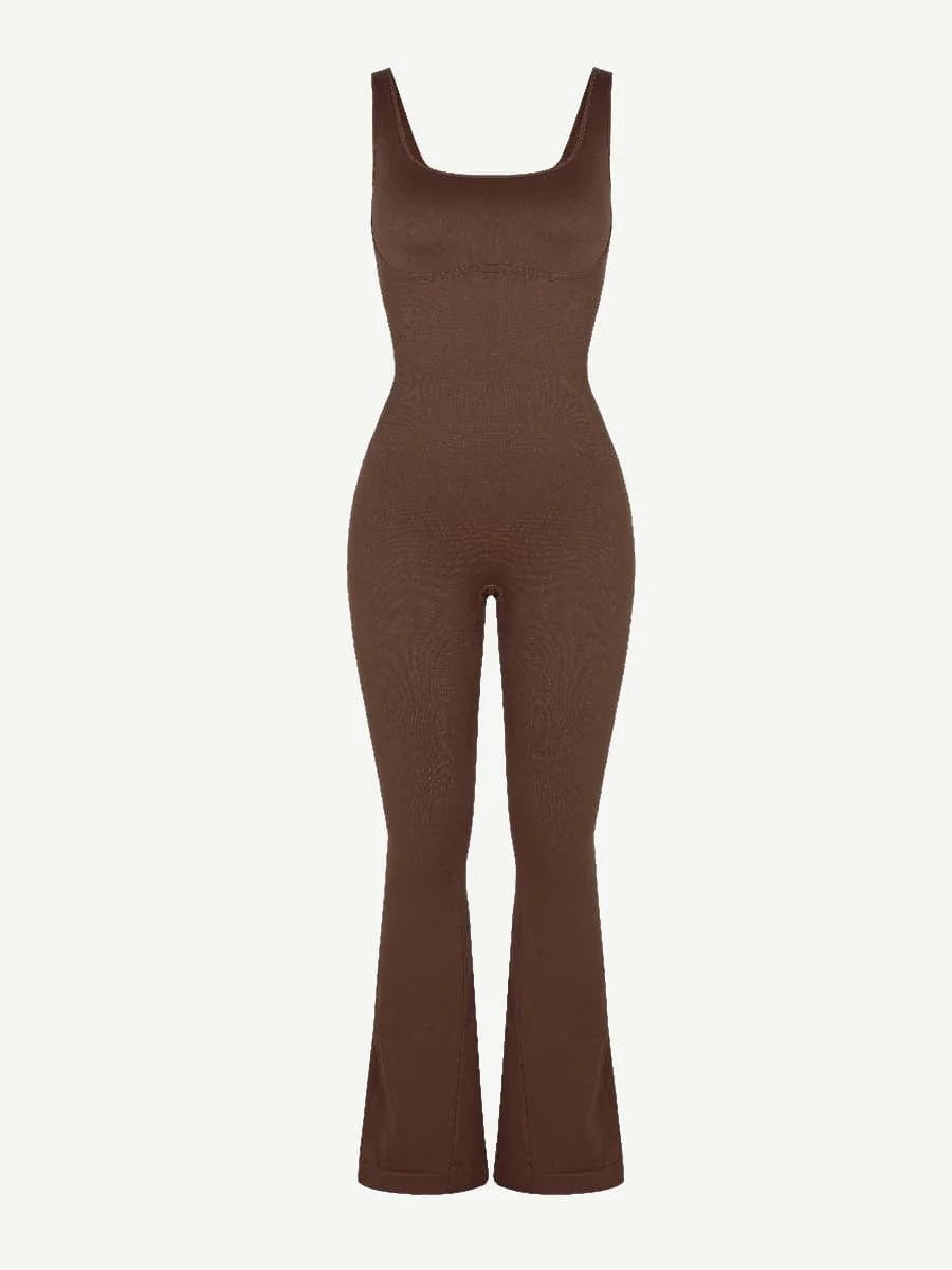 Seamless Flared Jumpsuit – Square Neck & U - Back Design - LOVIISA
