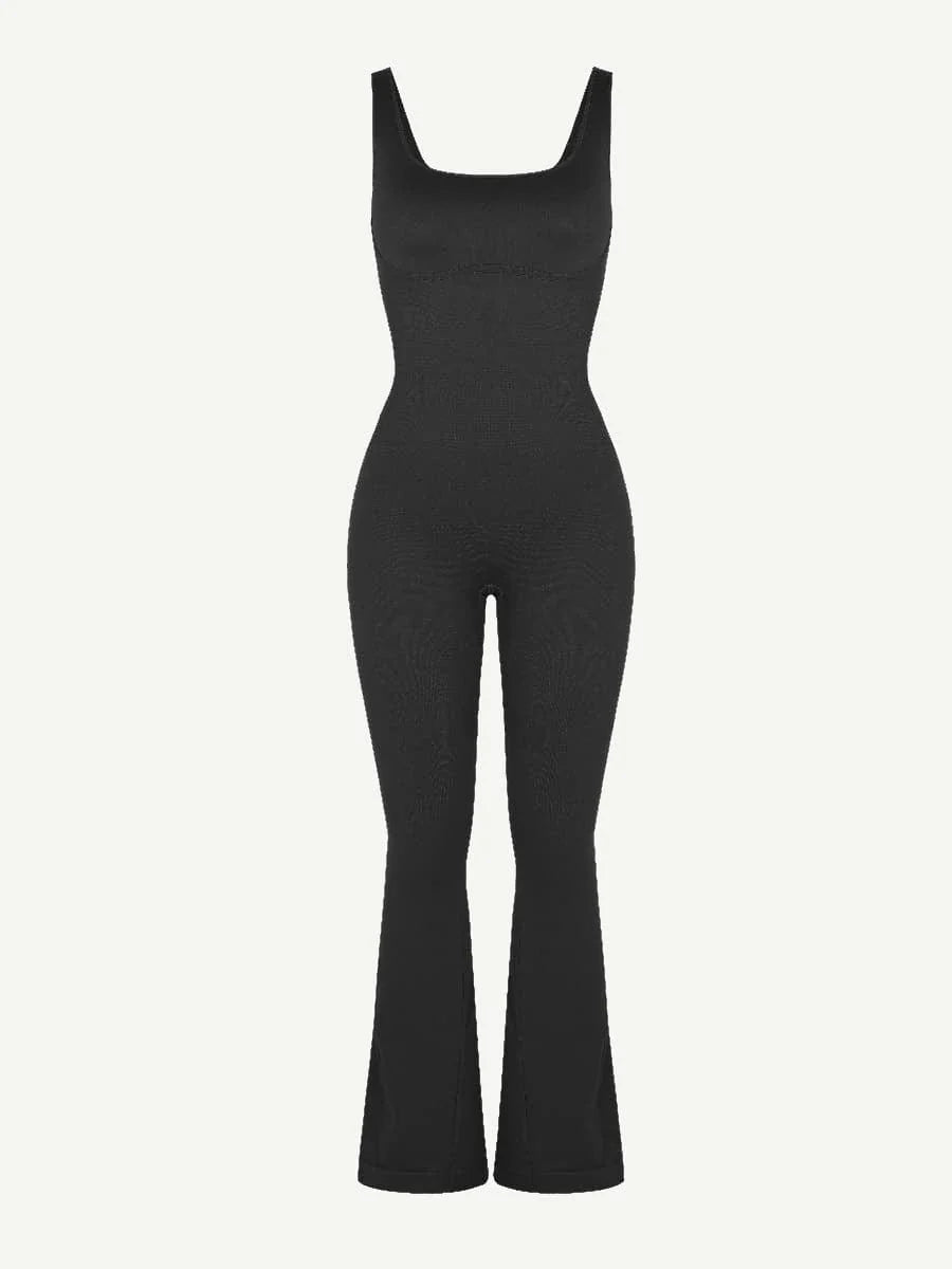 Seamless Flared Jumpsuit – Square Neck & U - Back Design - LOVIISA