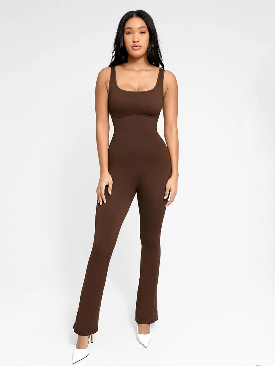 Seamless Flared Jumpsuit – Square Neck & U - Back Design - LOVIISA