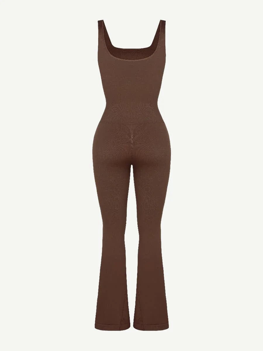 Seamless Flared Jumpsuit – Square Neck & U - Back Design - LOVIISA