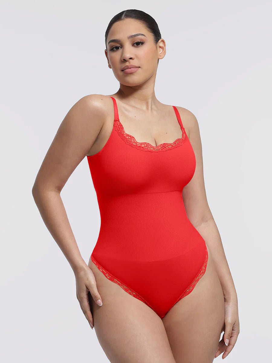 Seamless Lace Cami Bodysuit – Waist & Abdomen Shaping Thong - LOVIISA