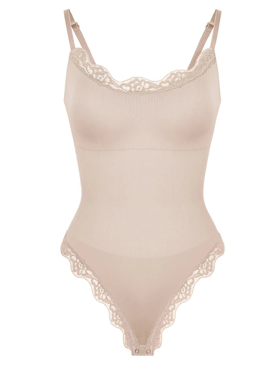 Seamless Lace Cami Bodysuit – Waist & Abdomen Shaping Thong - LOVIISA