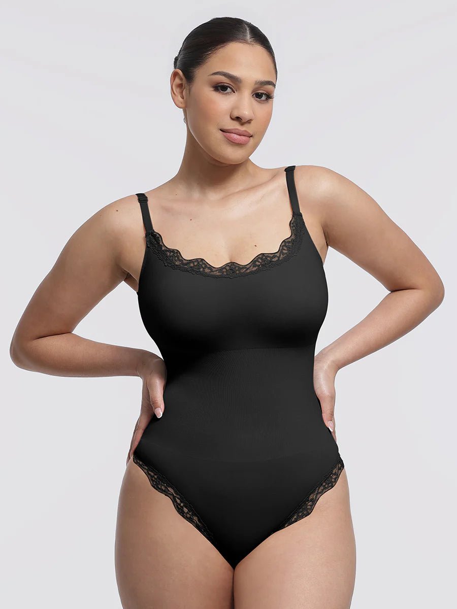 Seamless Lace Cami Bodysuit – Waist & Abdomen Shaping Thong - LOVIISA