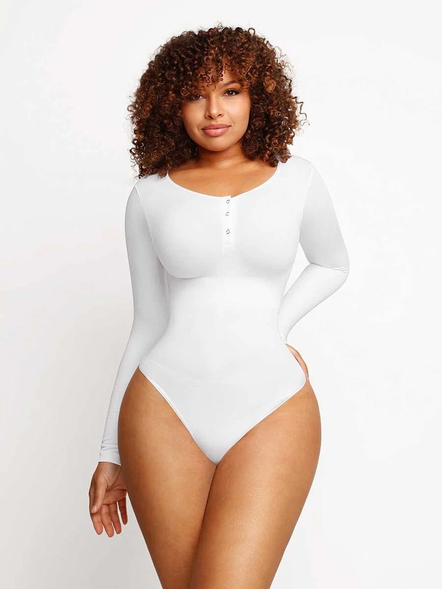 Seamless Long Sleeve Thong Bodysuit – Sleek Outerwear Fit - LOVIISA