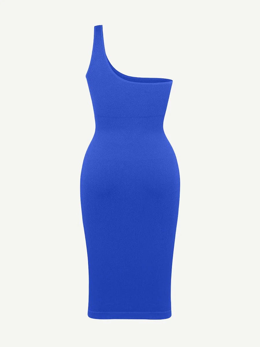 Seamless One - Shoulder Shaper Dress – Slanted Neck & Waist Trimming - LOVIISA