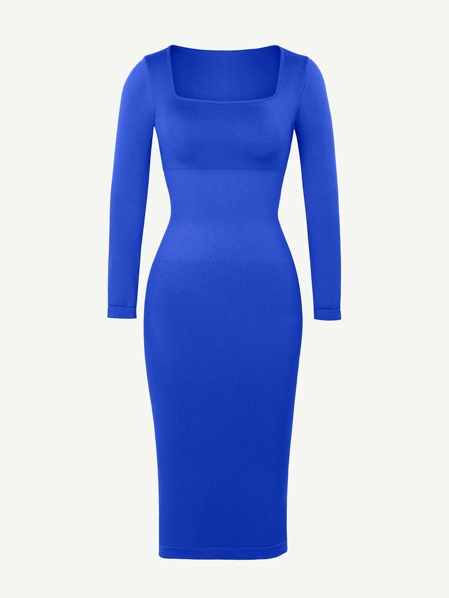 Seamless Shaper Dress – Square Neck & Long Sleeve Sculpting Fit - LOVIISA