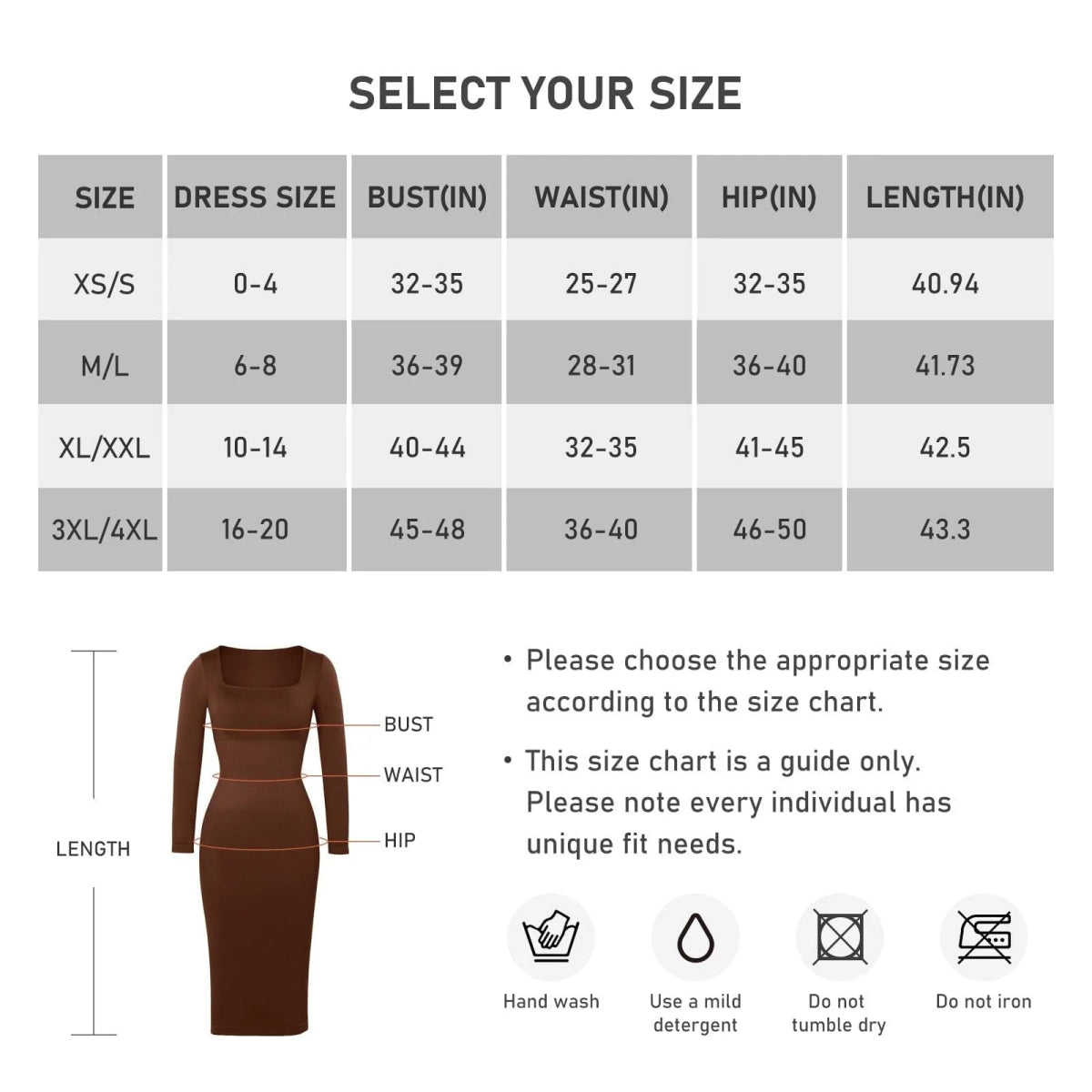 Seamless Shaper Dress – Square Neck & Long Sleeve Sculpting Fit - LOVIISA