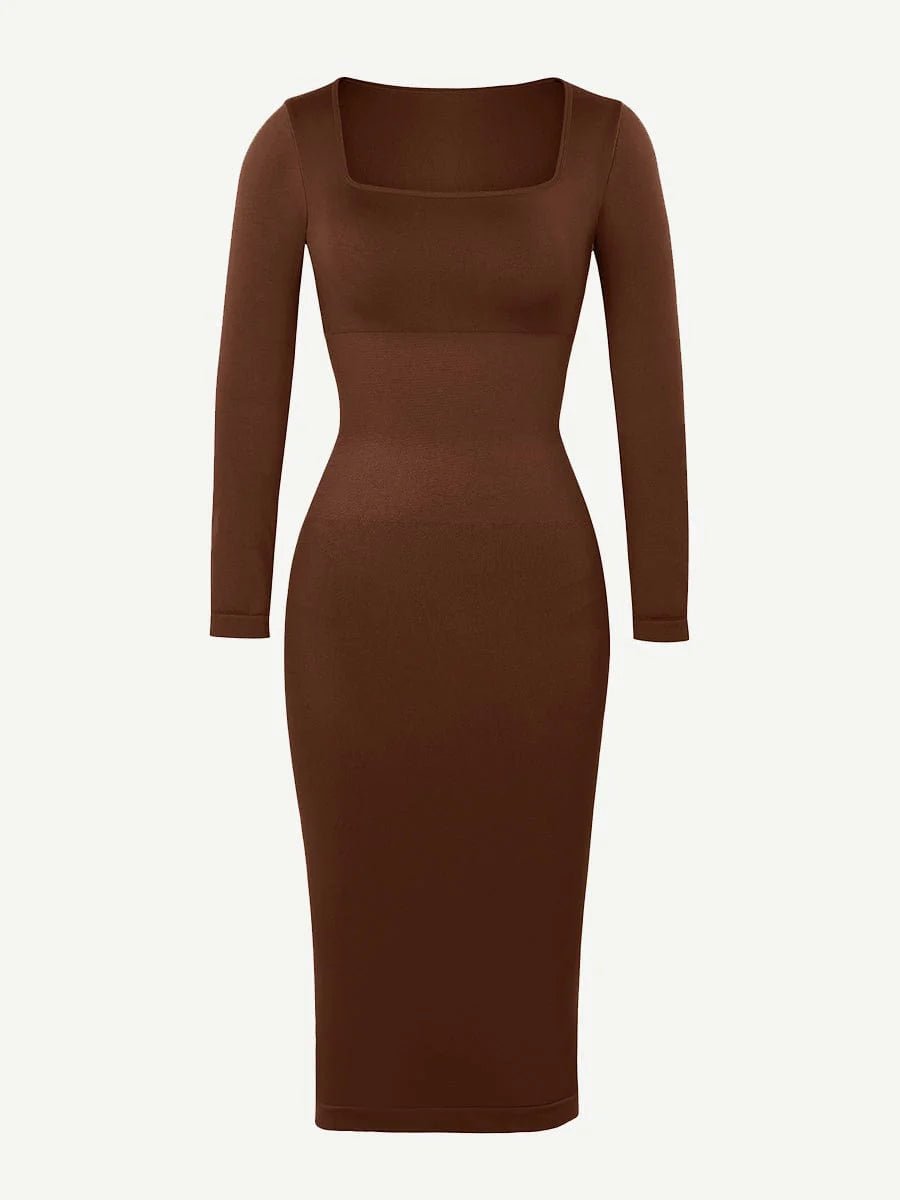Seamless Shaper Dress – Square Neck & Long Sleeve Sculpting Fit - LOVIISA
