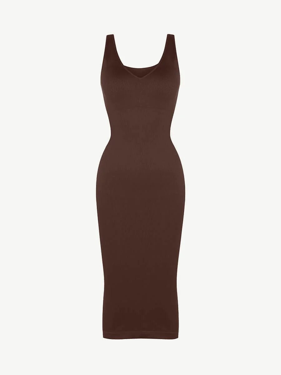 Seamless Shaping Dress – Deep V - Neck, Waist Trimming & Removable Pads - LOVIISA