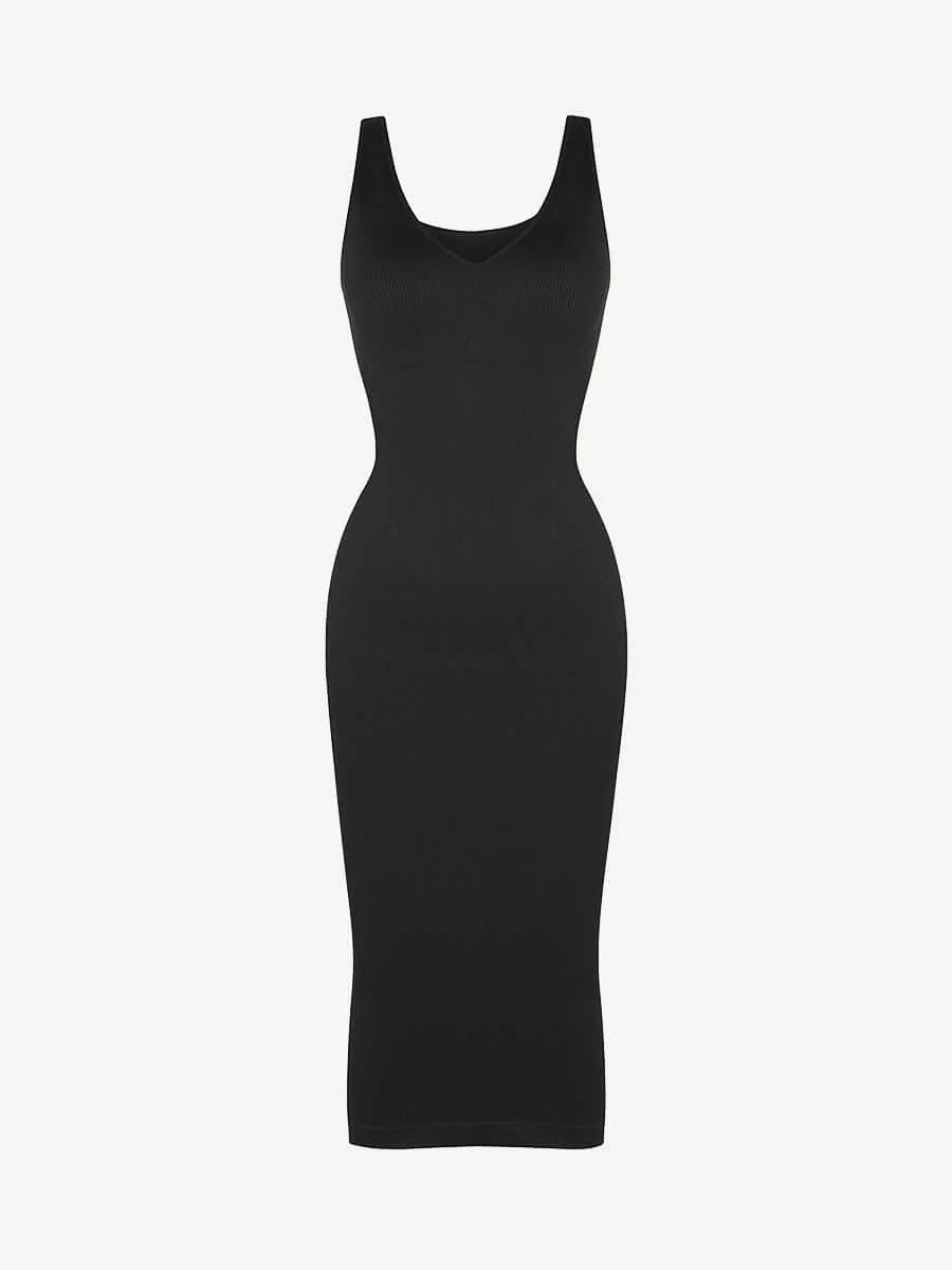 Seamless Shaping Dress – Deep V - Neck, Waist Trimming & Removable Pads - LOVIISA