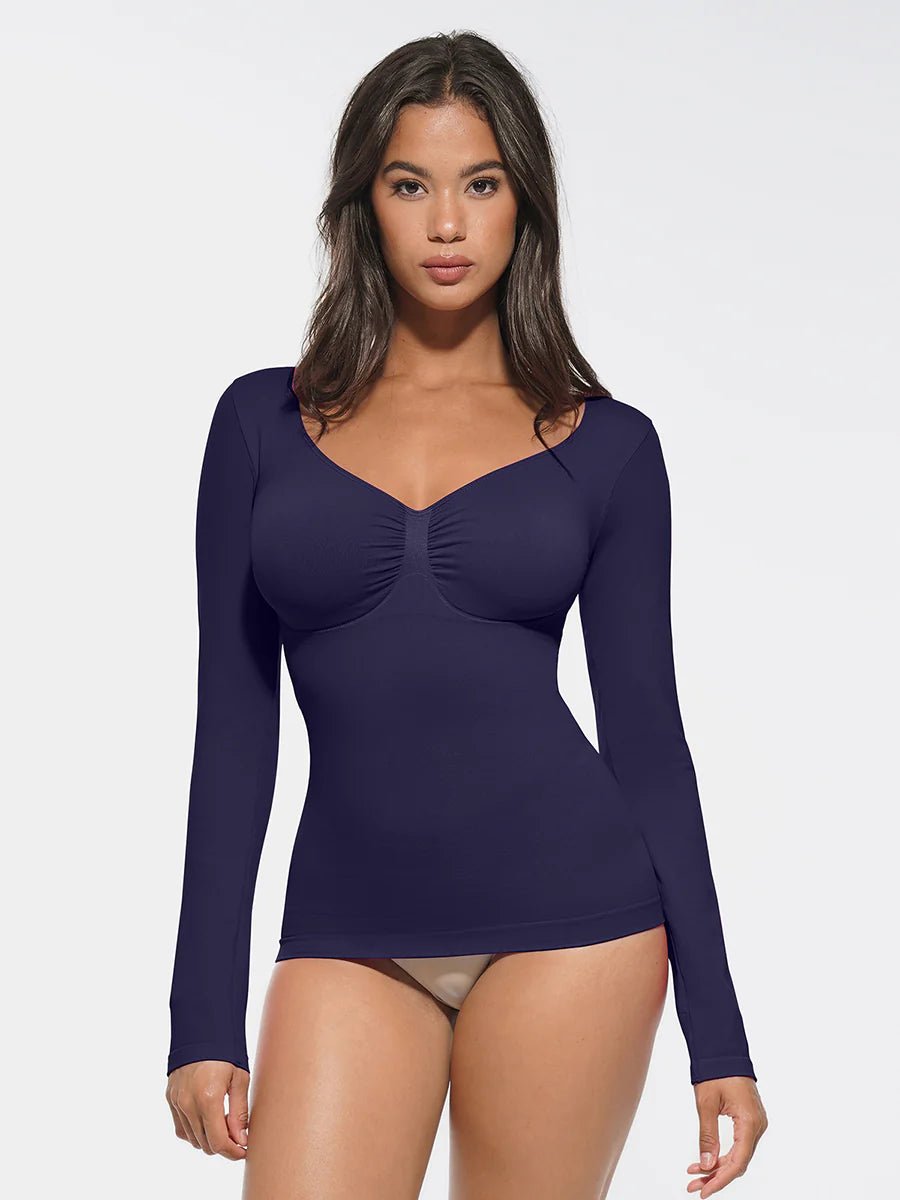 Seamless Shaping Top – Diamond Neck, Bust Support & Tummy Control - LOVIISA
