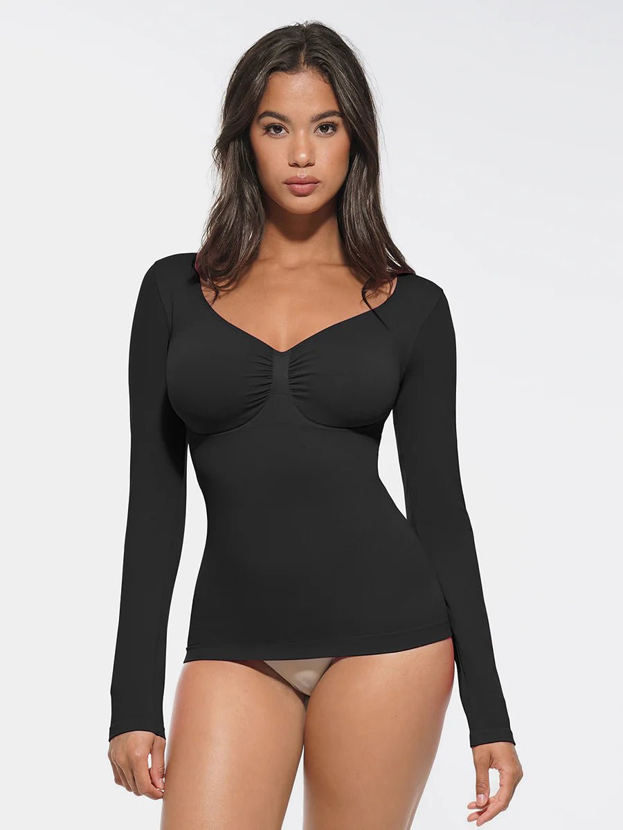 Seamless Shaping Top – Diamond Neck, Bust Support & Tummy Control - LOVIISA