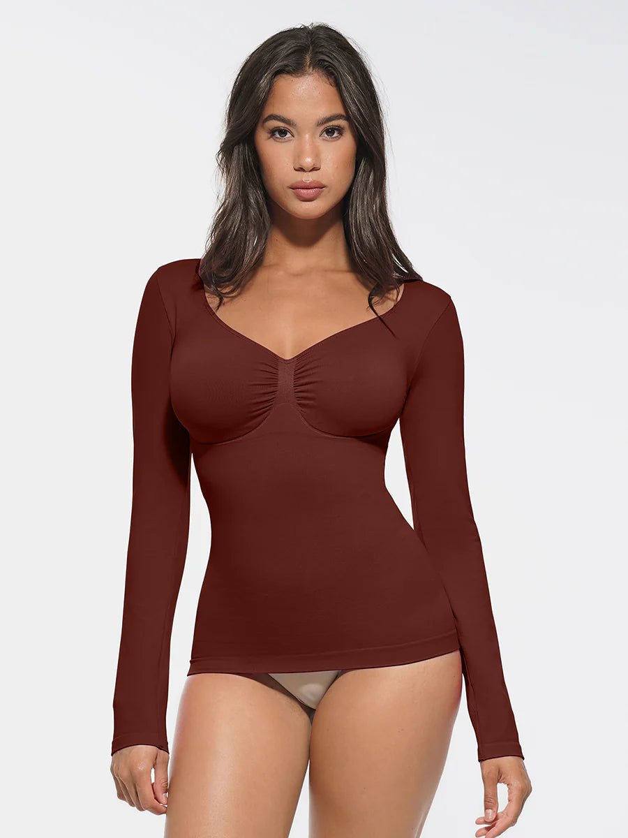 Seamless Shaping Top – Diamond Neck, Bust Support & Tummy Control - LOVIISA