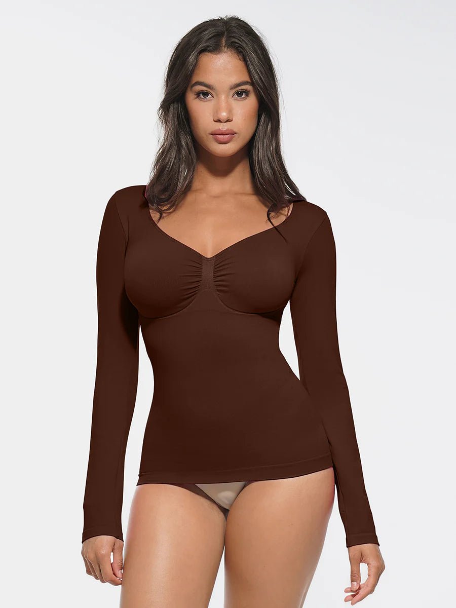 Seamless Shaping Top – Diamond Neck, Bust Support & Tummy Control - LOVIISA