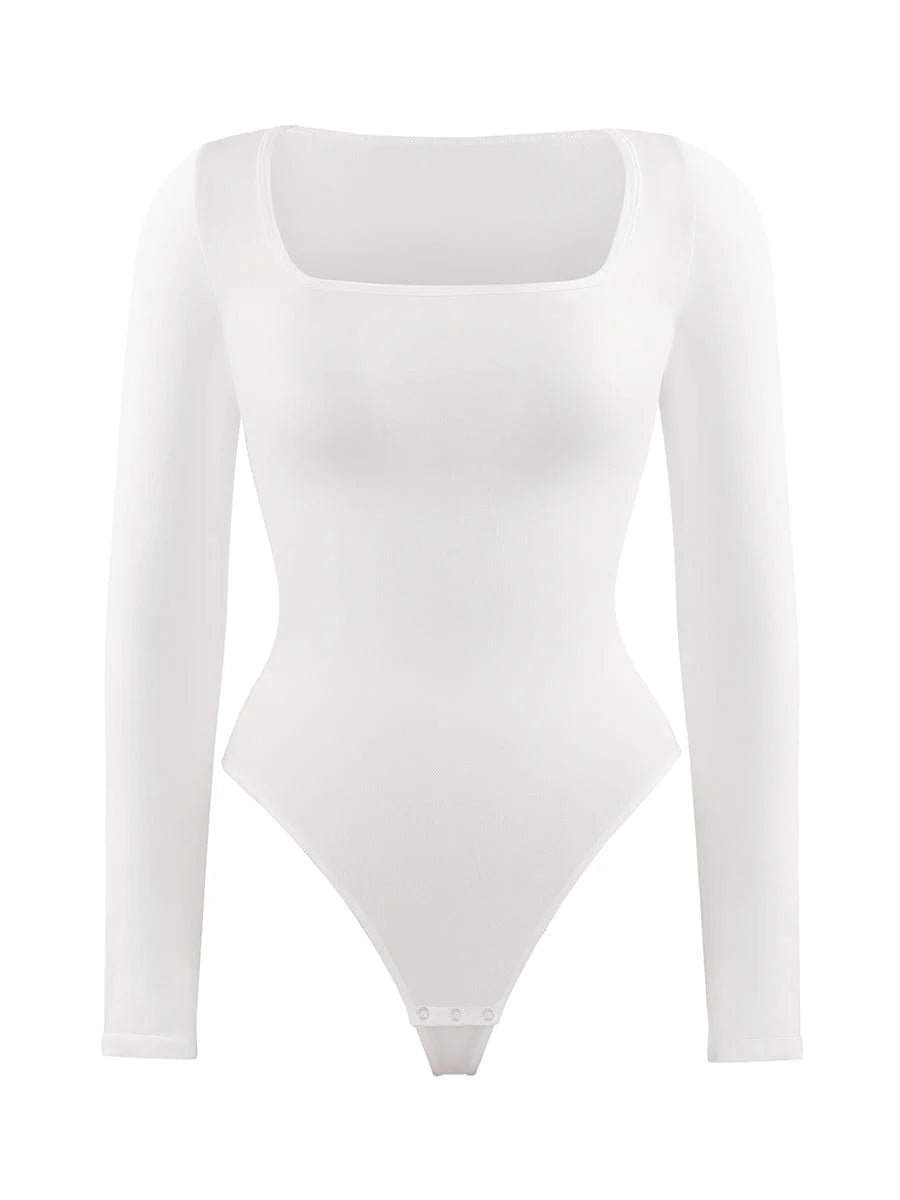 Seamless Square Neck Bodysuit – Long Sleeve & 360° Waist Control - LOVIISA