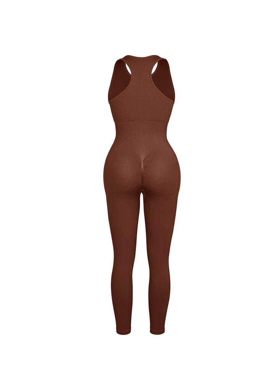 Seamless Zip Front Jumpsuit – Racerback 2 - in - 1 Sport Shaping - LOVIISA