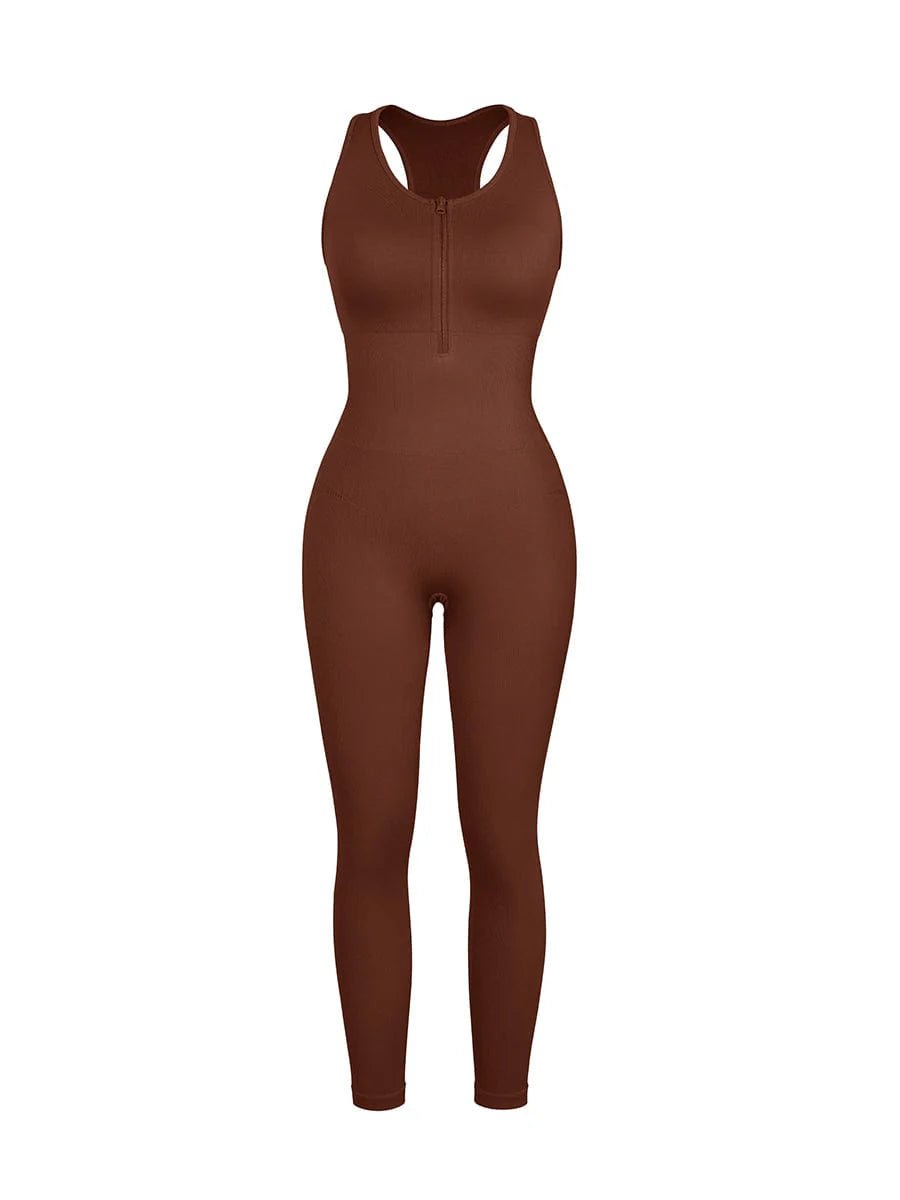 Seamless Zip Front Jumpsuit – Racerback 2 - in - 1 Sport Shaping - LOVIISA