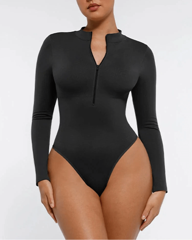 Seamless Zipper Thong Bodysuit – Long Sleeve & Sculpting Fit - LOVIISA
