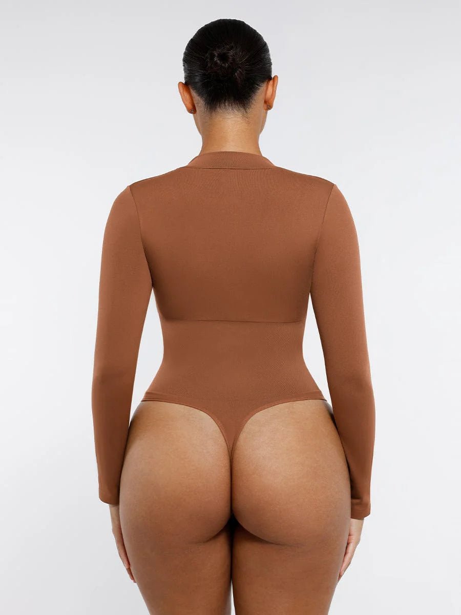 Seamless Zipper Thong Bodysuit – Long Sleeve & Sculpting Fit - LOVIISA