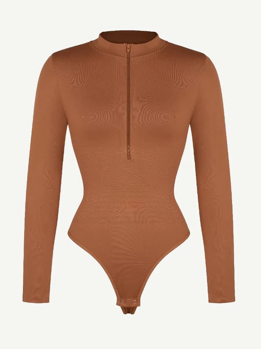 Seamless Zipper Thong Bodysuit – Long Sleeve & Sculpting Fit - LOVIISA