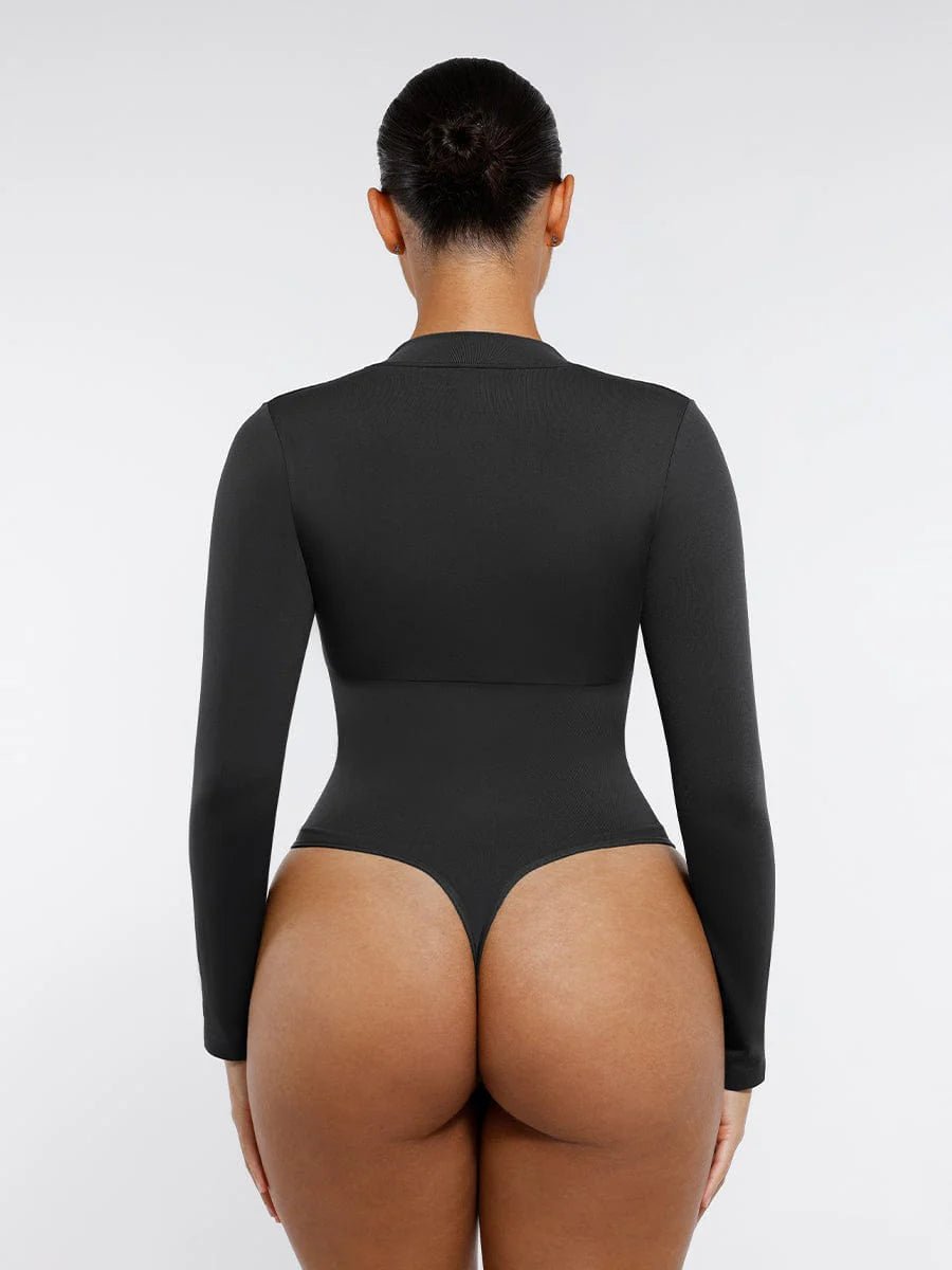Seamless Zipper Thong Bodysuit – Long Sleeve & Sculpting Fit - LOVIISA