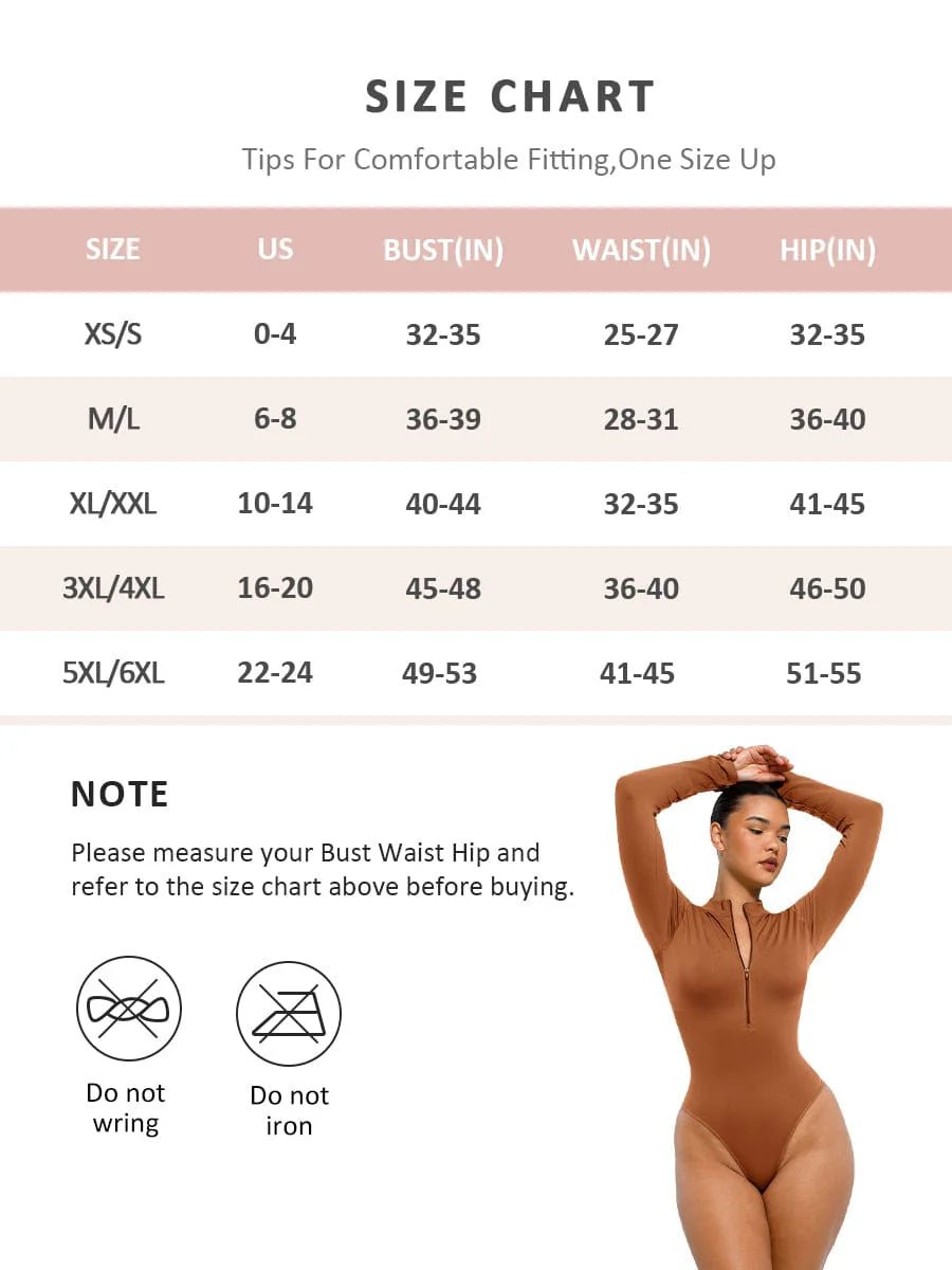 Seamless Zipper Thong Bodysuit – Long Sleeve & Sculpting Fit - LOVIISA