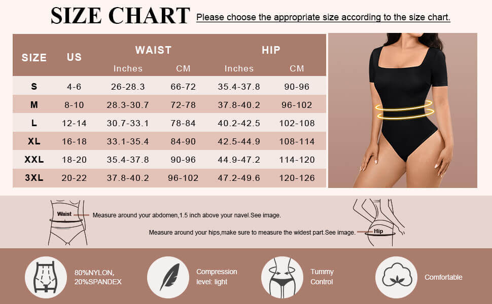 Square - Neck Bodysuit – Short Sleeve & Tummy Control Shapewear - LOVIISA
