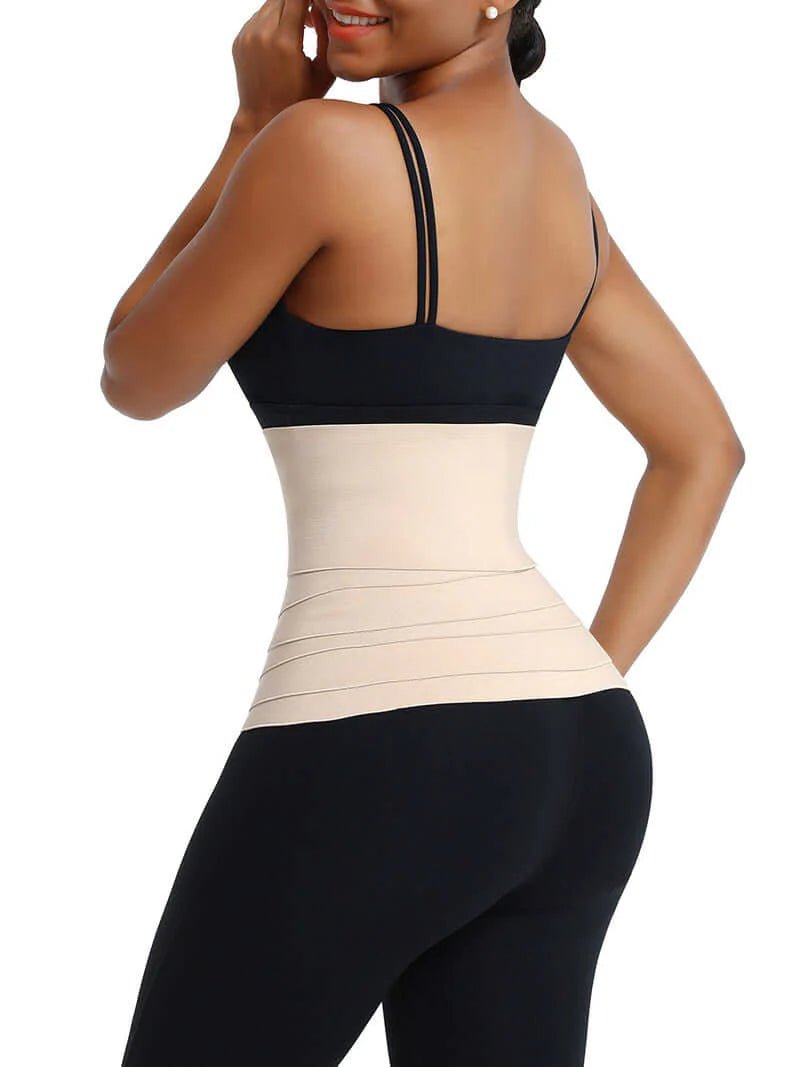 Black Latex Tummy Wrap – Adjustable High - Power Compression Band - LOVIISA