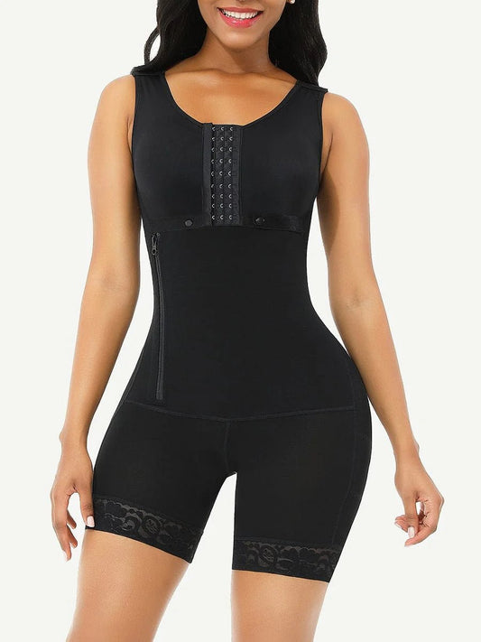 Full Body Shaper with Glue & Zipper – Open Crotch Lace Firm Control - LOVIISA