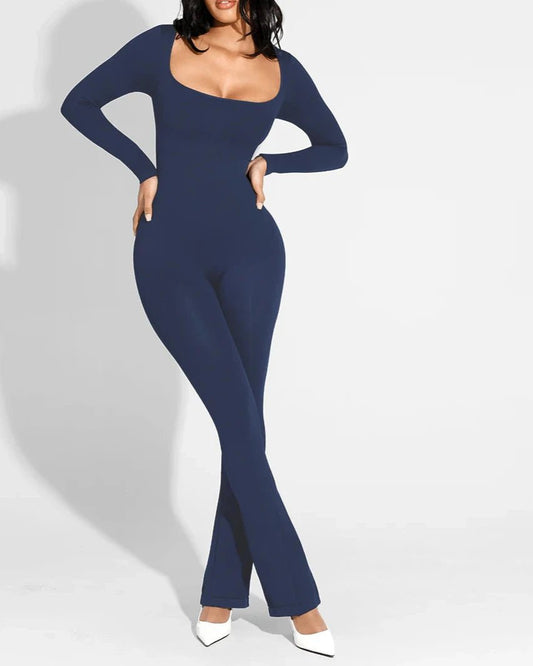 Seamless Flared Jumpsuit – Inverted T - Shoulder One - Piece Design - LOVIISA