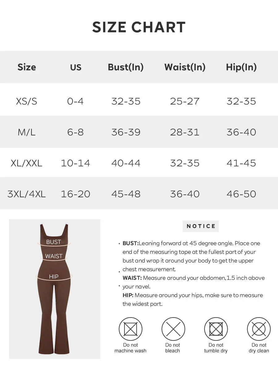 Seamless Flared Jumpsuit – Square Neck & U - Back Design - LOVIISA