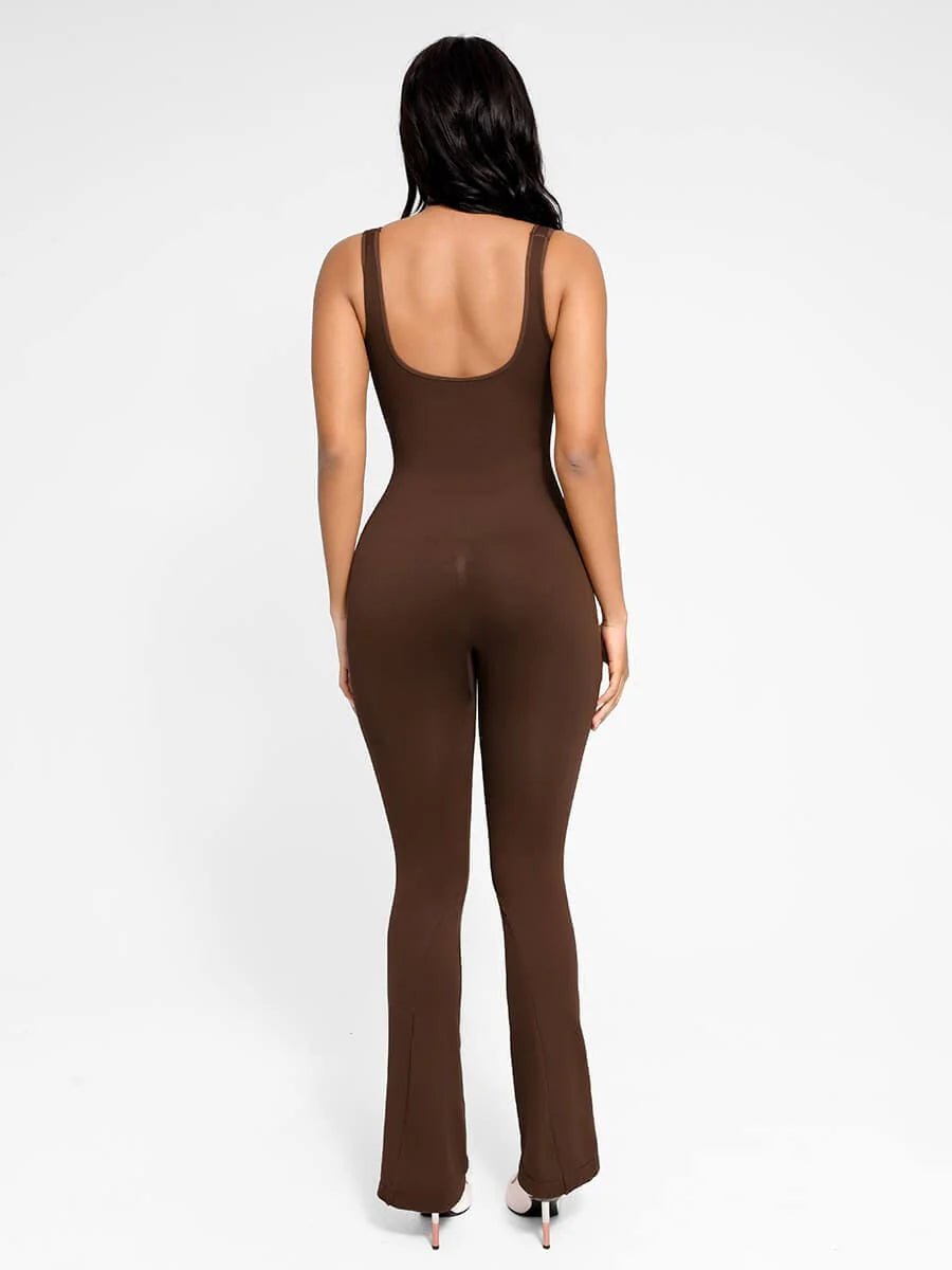 Seamless Flared Jumpsuit – Square Neck & U - Back Design - LOVIISA