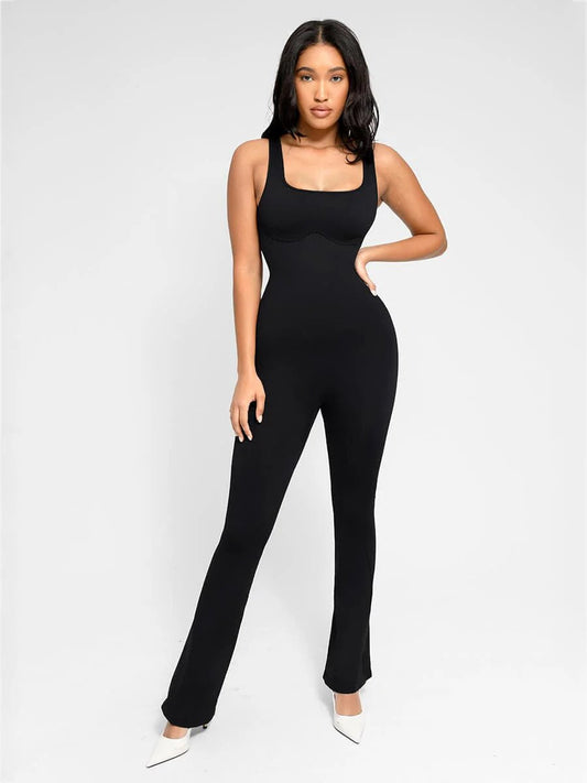 Seamless Flared Jumpsuit – Square Neck & U - Back Design - LOVIISA